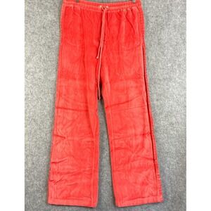 St John Sport Marie Gray Velour Pants Womens Large Orange Wide Leg‎ Pull On